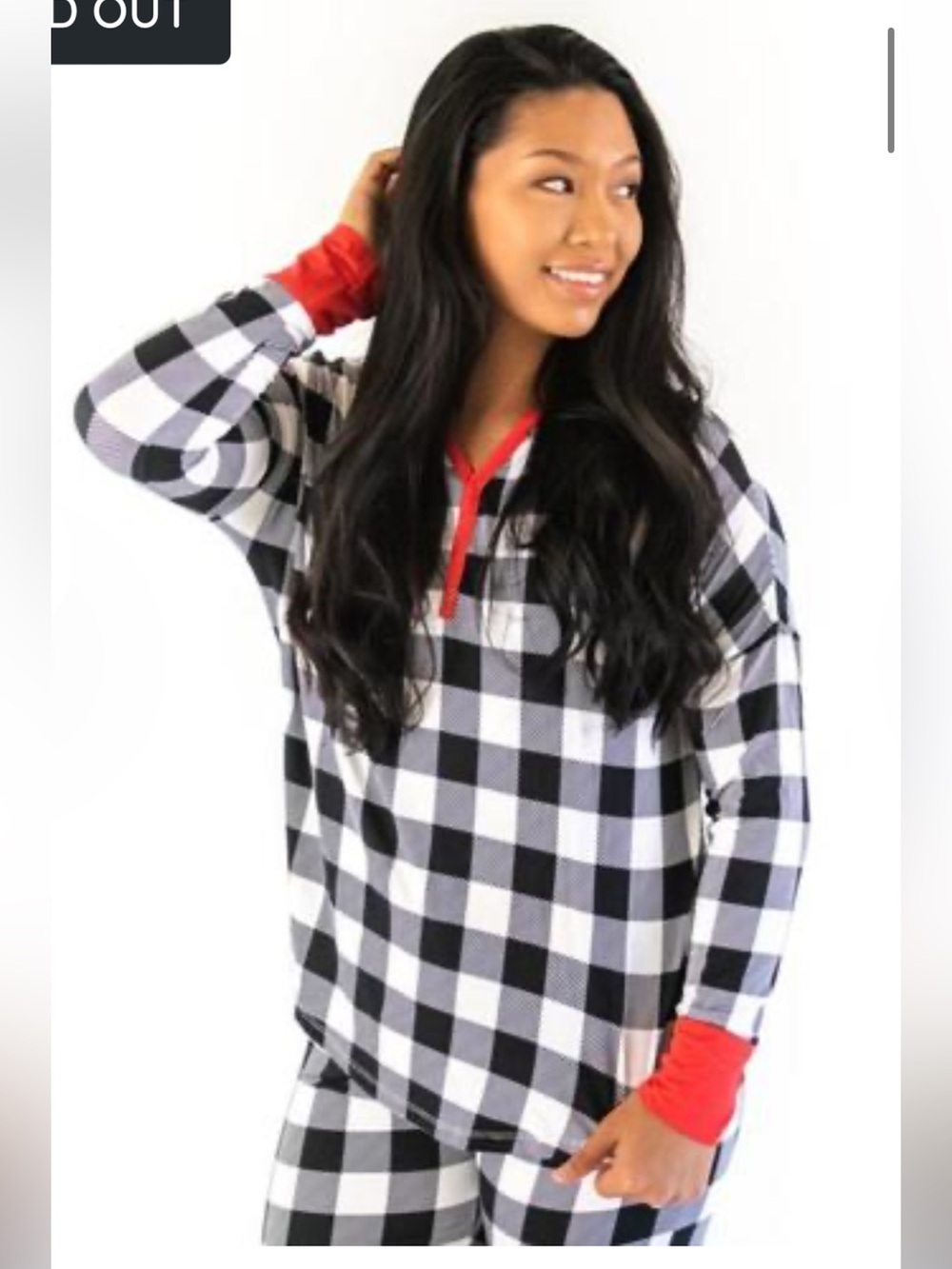 Little Sleepies Adult Women M Bamboo Pajama Set OG Buffalo Plaid Red Trim PJs